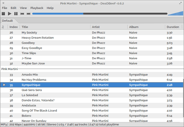 linux-hudobné prehrávače, deadbeef