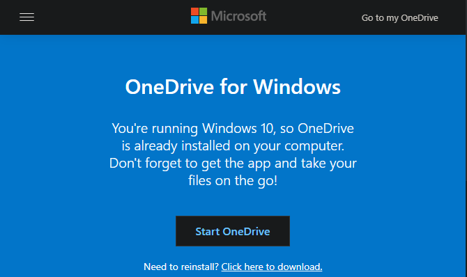 Windows 10 OneDrive web