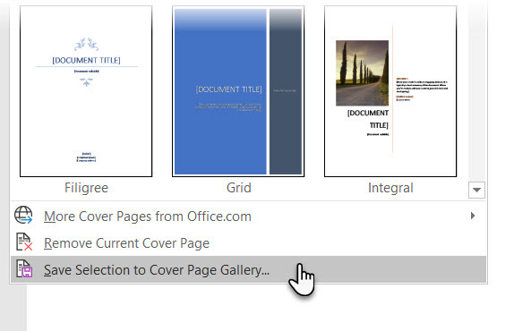 Uložte titulnú stranu do galérie programu Microsoft Word