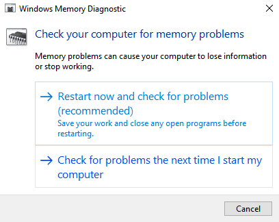 diagnostika pamäte systému Windows