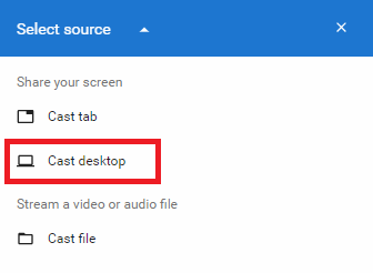 chrome vyberie ako zdroj pre casting casting desktop