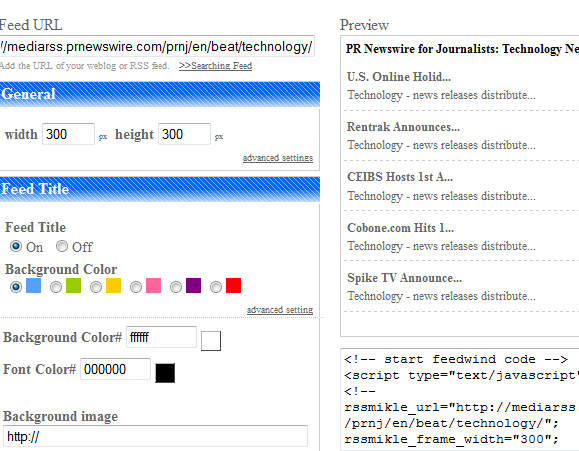 Vytvorte si celostránkovú stránku s informáciami o novinkách pomocou CSS a RSS Widgets newsticker9