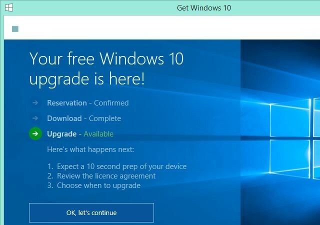 Pripravený na upgrade na systém Windows 10