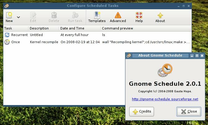 Obrazovka O programe programu Gnome-Schedule