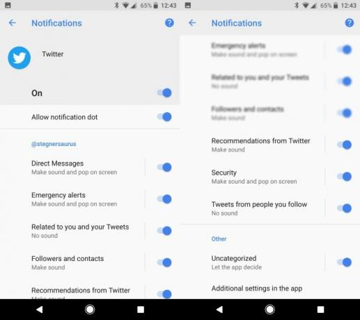 Android oreo notifikačné kanály twitter