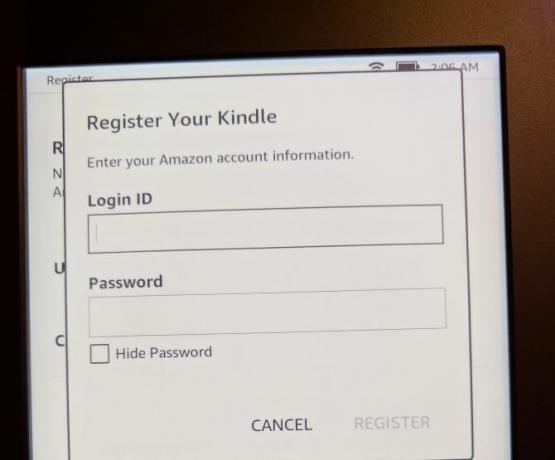 Ako nastaviť a používať Kindle Paperwhite 04 Zaregistrujte sa