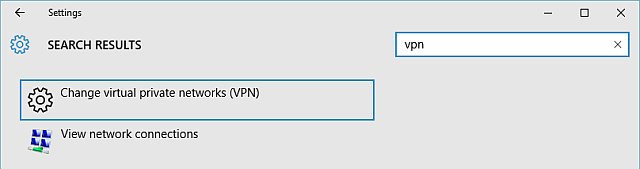 Panel nastavení VPN systému Windows 10