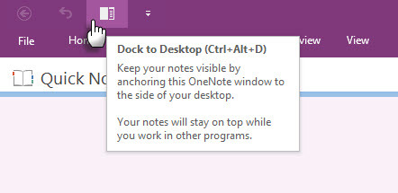 Microsoft OneNote - Dok na plochu