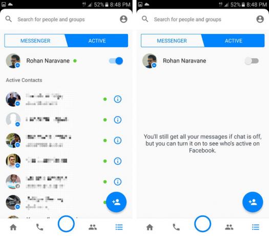 aktívny stav facebook messenger