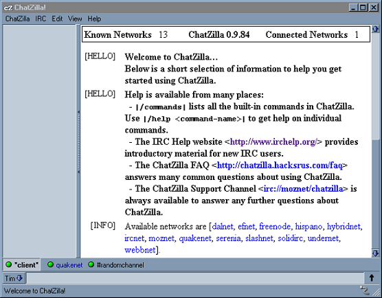 chatZillaStartup - ako vytvoriť irc kanál