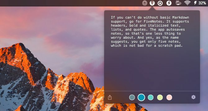 päť poznámok-Mac Menu Bar Apps