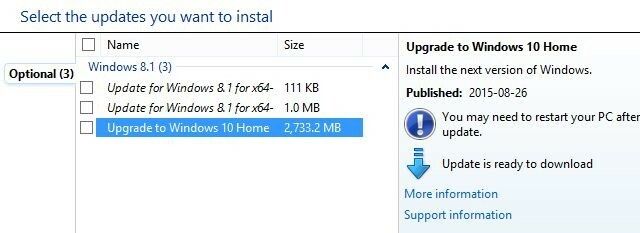 Voliteľná aktualizácia aktualizácie systému Windows 10