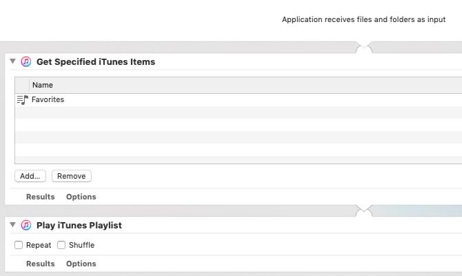 Aplikácia Automator na prehrávanie určeného zoznamu skladieb v počítačoch Mac