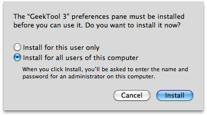 GeekTool - Zobrazenie systémových informácií o počítačoch Mac v štýle 01b Geek Tool Inštalácia systémových preferencií