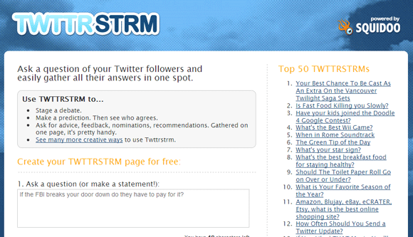 6 webových aplikácií Twitter na kladenie otázok prostredníctvom Twitter Crowd twttrstrm