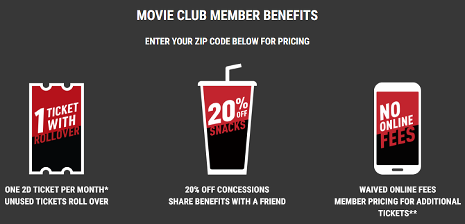 Alternatívy MoviePass - Cinemark Movie Club