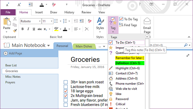 OneNote-rys-custom-tags