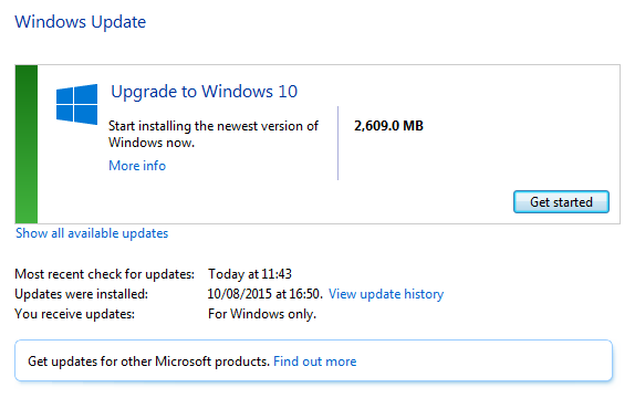 Windows 10 Windows Update zadarmo cesta