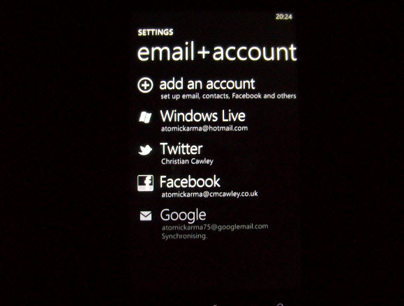 nastaviť gmail Windows Phone