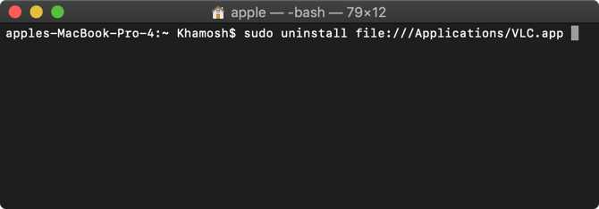 Odinštalujte aplikáciu pomocou terminálu