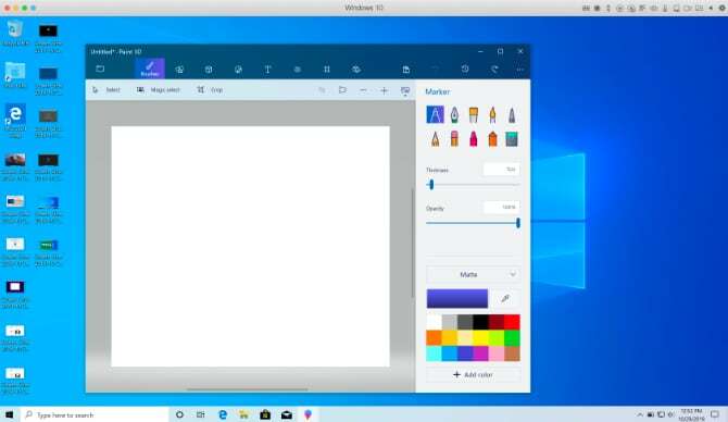 WIndows Paint 3D bežiaci na počítači Mac