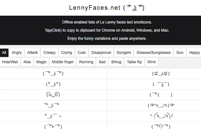 Emodži-text-Faces-emotikony-Lenny-Faces