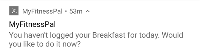 myfitnesspal oznámenia