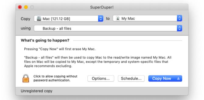 SuperDuper na MacOS