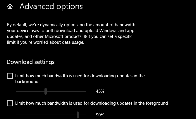 Využitie šírky pásma aktualizácie systému Windows 10