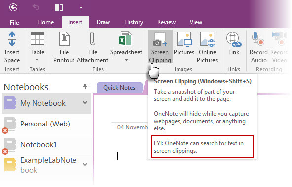 Orezanie obrazovky OneNote