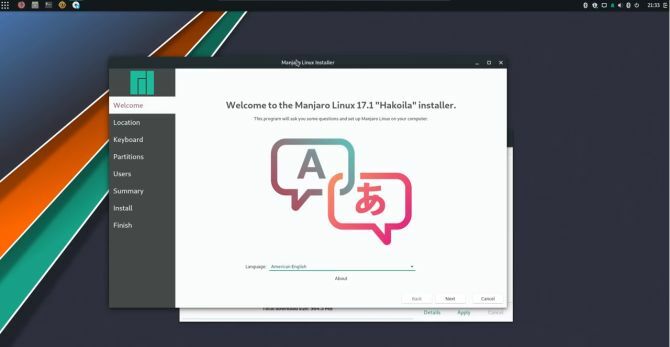 Manjaro linux distro startup