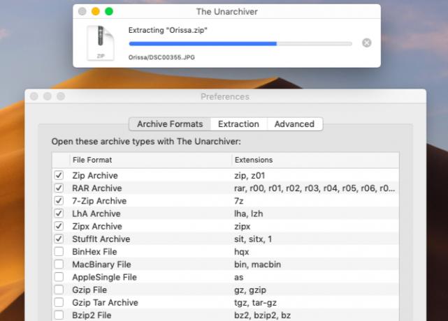 Extrahovanie súborov pomocou programu Unarchiver v systéme MacOS