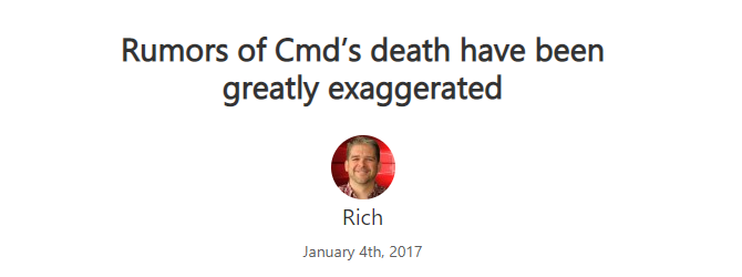 Blog spoločnosti Microsoft, ktorý nás uisťuje, že CMD nie je mŕtvy.