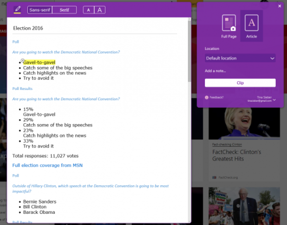 OneNote Web Clipper na okraji