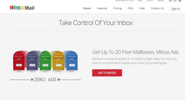 Zoho-mailu-sign-up-page