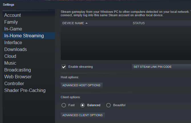 Povoliť streamovanie v domácnosti v Steam