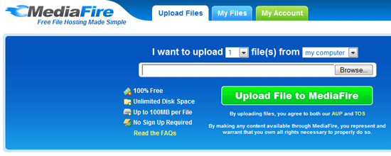 MediaFire - neobmedzené ukladanie súborov