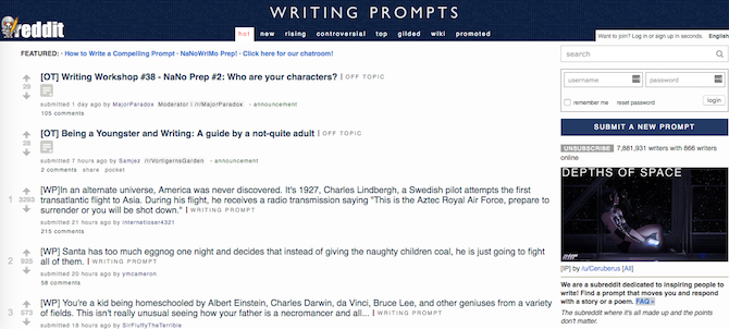 NaNoWriMo Prep reddit Writing Prompts