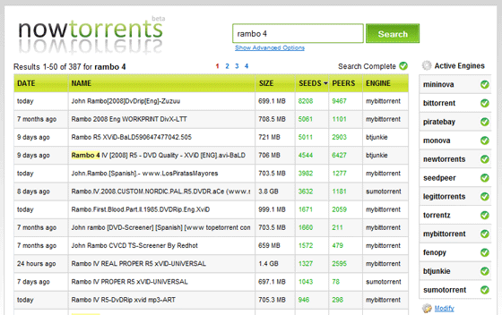 Nowtorrents - Torrent Search v reálnom čase