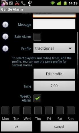 jemný alarm pre Android