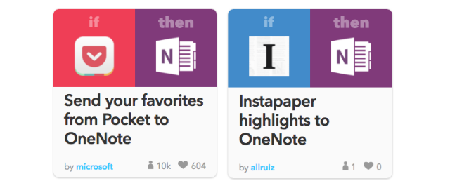 Integrácia OneNote s prvkom funkcie IFTTT