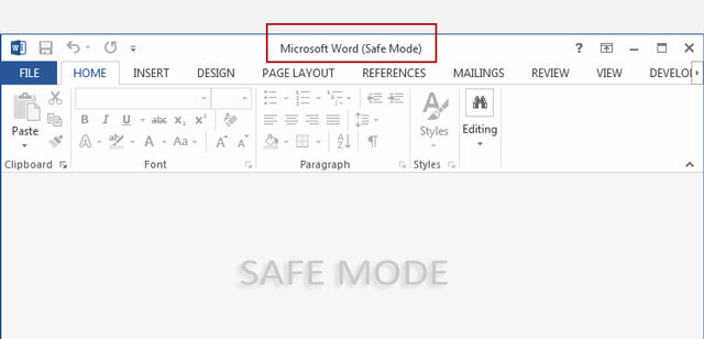 Microsoft Word Safe Mode