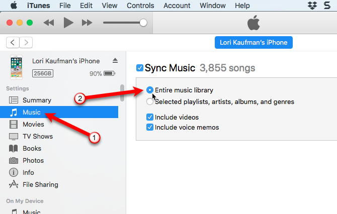 Synchronizácia hudobnej knižnice iTunes