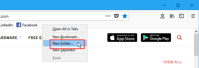 Vytvorte nový priečinok so záložkami na paneli Záložky vo Firefoxe