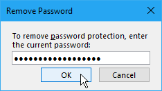 Dialógové okno Odstrániť heslo v aplikácii OneNote 2016