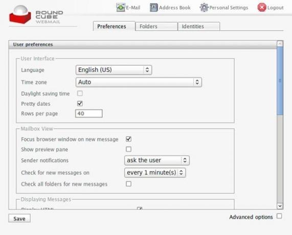 Roundcube-preferencie