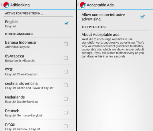 Adblock-browser-for-android prijateľné-reklamy-predplatné-filtrom