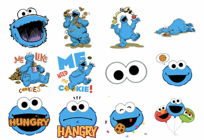 Balíček nálepiek Cookie Monster iMessage