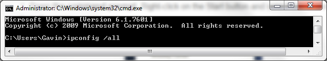 Príkazový riadok ipconfig all