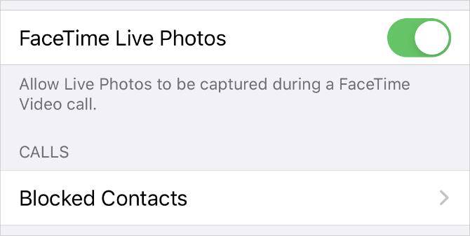 FaceTime Live Photos prepínať v nastaveniach iPhone